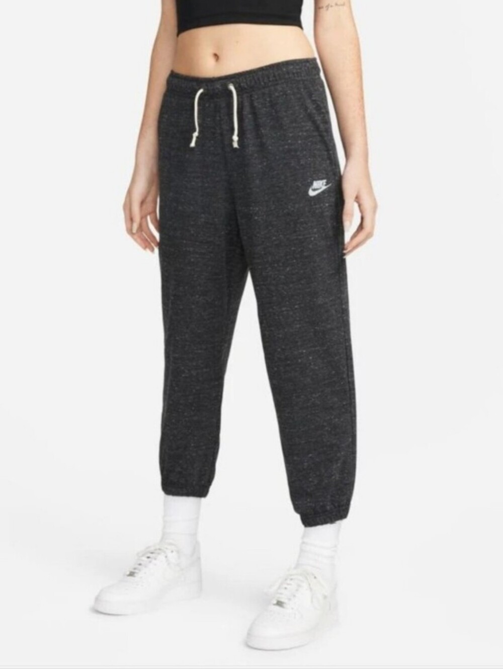 Nike Sportswear Gym Vintage Capri Jogger Sweatpants Charcoal Heather Black M - Picture 5 of 6